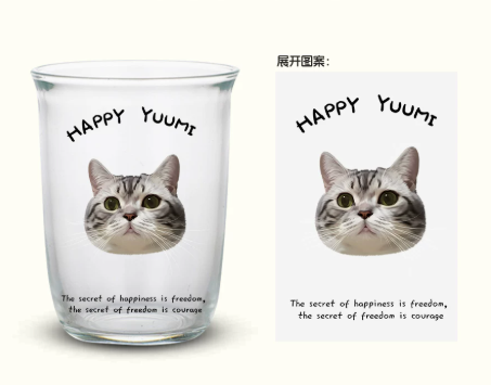 Custom Pet Photo Glass Cup | Personalized Cat/Dog Portrait Drinking Glass