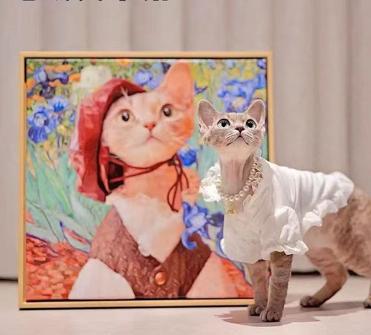 Custom Pet Portrait Canvas Print | Renaissance-Style Cat Oil Painting Wall Art, Personalized Pet Memorial Gift