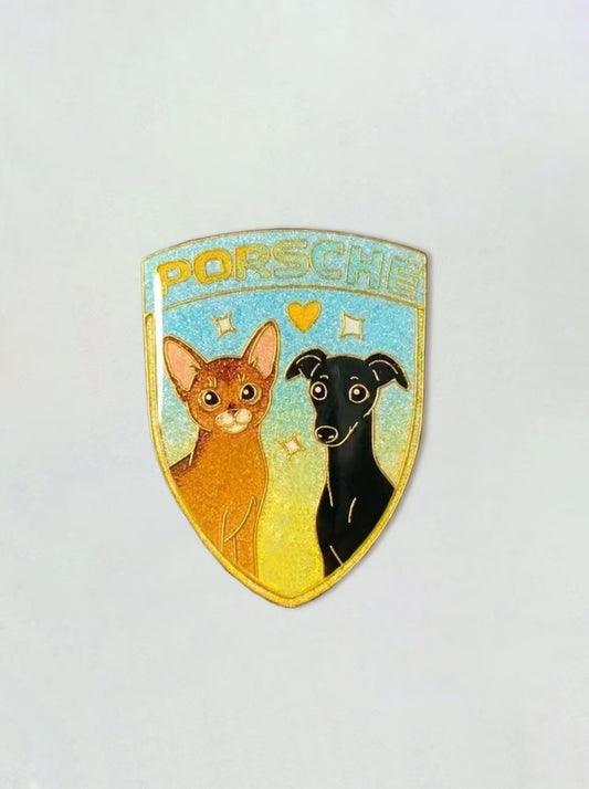 Custom Pet Portrait Enamel Car Badge