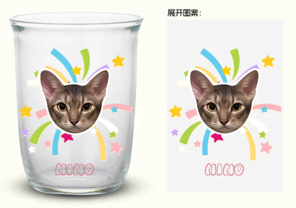 Custom Pet Photo Glass Cup | Personalized Cat/Dog Portrait Drinking Glass